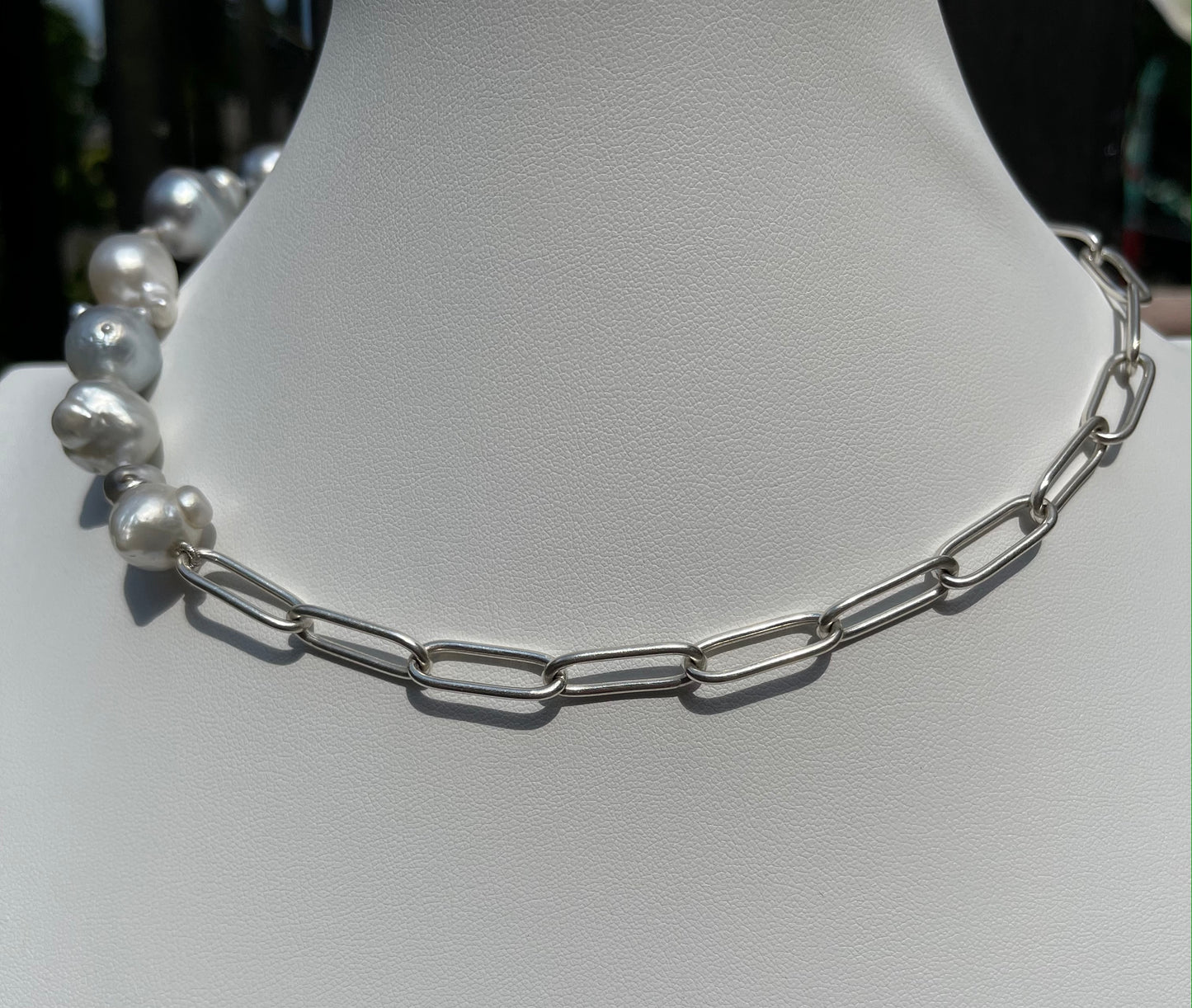 Half N' Half Long Link Tahitian Pearl Necklace